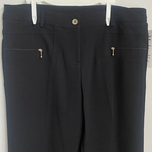 Mode de Vie Dress Navy Stretch Dress Pants Trouser Front Zipper Pockets Sz 14 - Picture 3 of 7